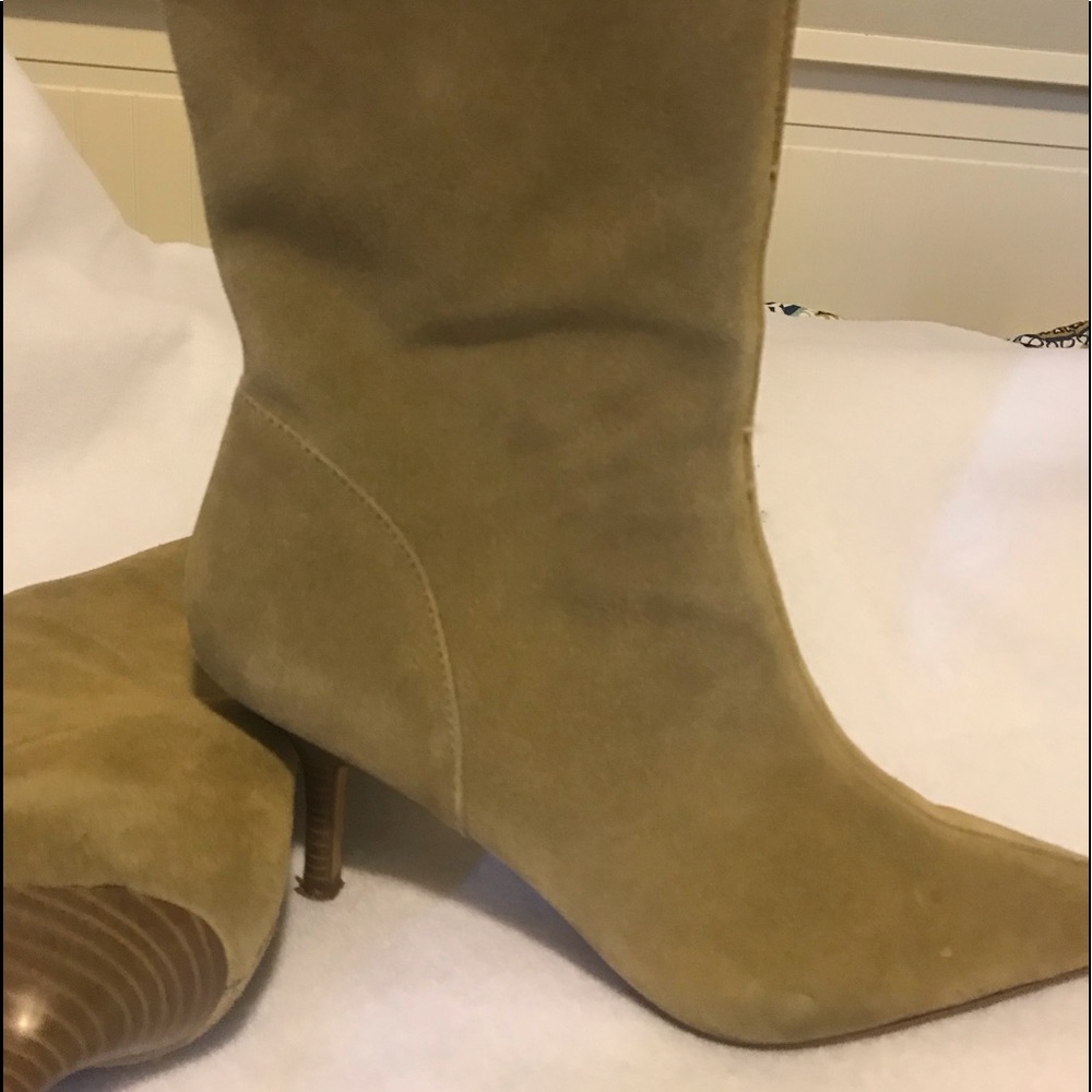 Tan suede leather booties